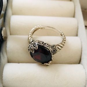 Beautiful ring, red stone, stamped with 925.